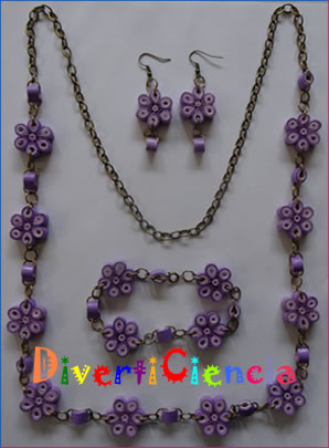 Collar, pulsera y aretes